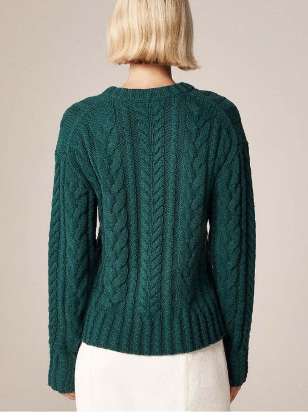 BOGO! J. Crew Cotton Cable Knit Crewneck Sweater Green Size Medium - Picture 4 of 10